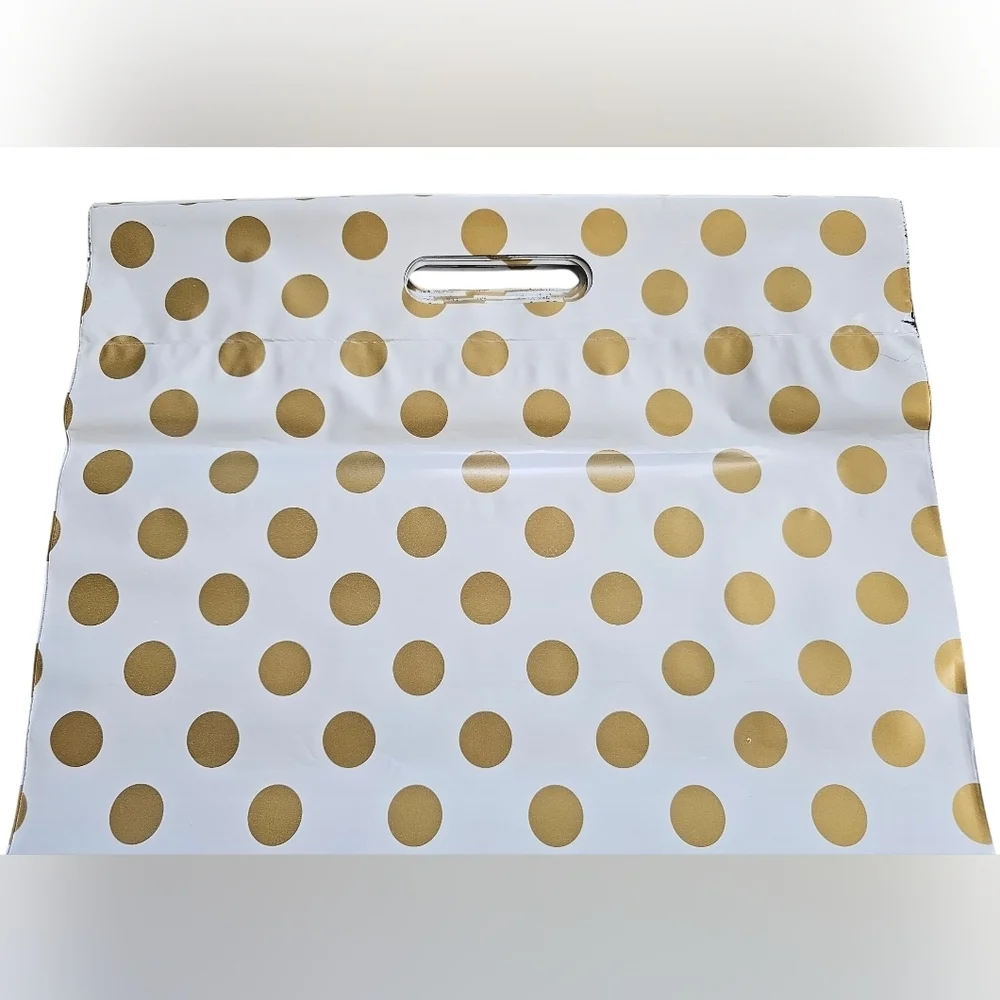 Poly Mailers With Handle, Gold Polka Dot. 30 Count 13½